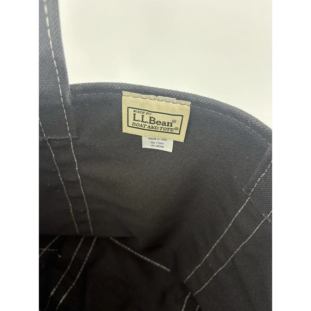 Vintage LL Bean Boat & Tote Bag Large‎ Black Monogram Short Straps USA Made GUC